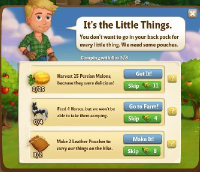 farmville 2 camping with gus: it's the little things tasks
