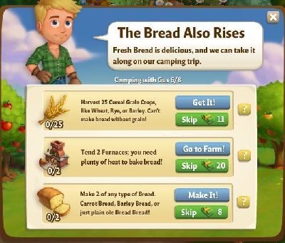 farmville 2 camping with gus: the bread also rises tasks