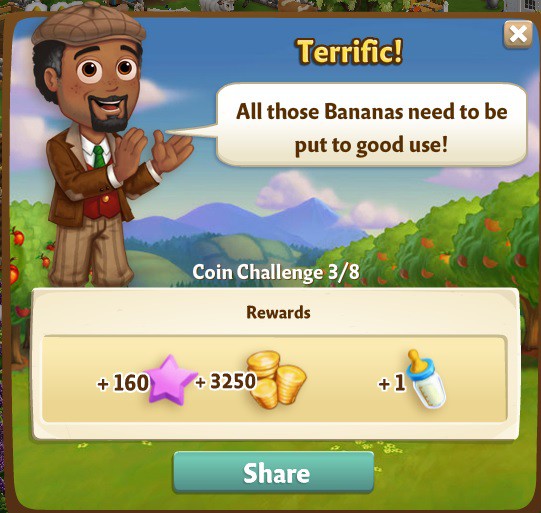 farmville 2 coin challenge: going bananas for coins rewards, bonus
