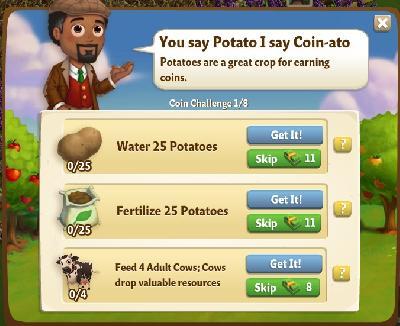 farmville 2 coin challenge: you say potato i say coin-ato tasks