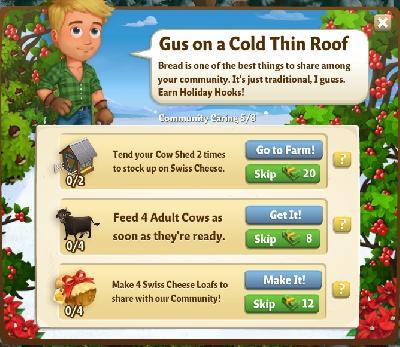 farmville 2 community caring: gus on a cold thin roof tasks
