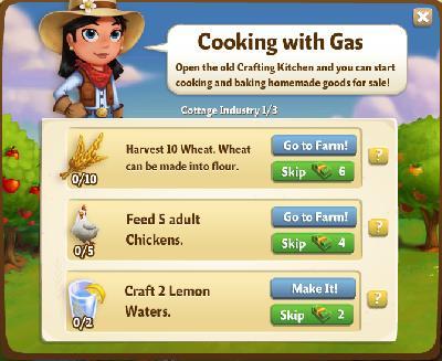 farmville 2 cottage industry: cooking with gas tasks