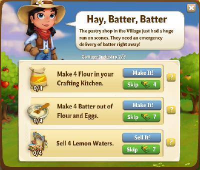 farmville 2 cottage industry: hay, batter, batter tasks