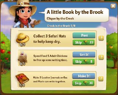 farmville 2 crush in the brush: a little book by the brook tasks