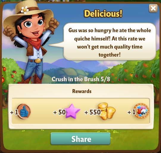 farmville 2 crush in the brush: real men eat quiche rewards, bonus