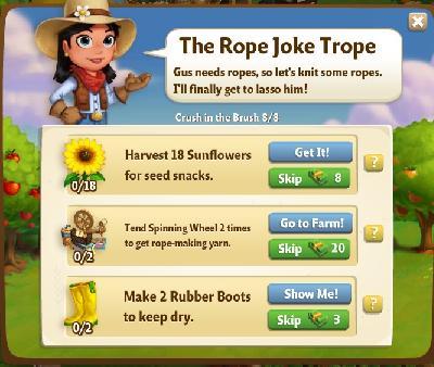 farmville 2 crush in the brush: the rope joke trope tasks
