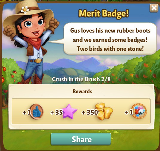 farmville 2 crush in the brush: these boot are made for gawking rewards, bonus