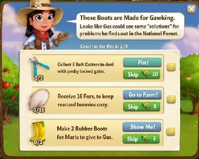 farmville 2 crush in the brush: these boot are made for gawking tasks