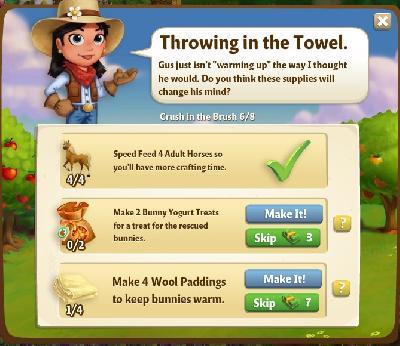 farmville 2 crush in the brush: throwing in the towel tasks