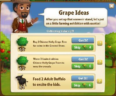 farmville 2 cultivating values: grape ideas tasks
