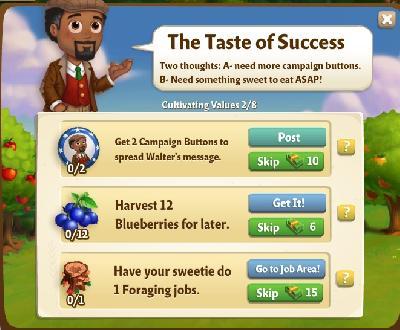 farmville 2 cultivating values: the taste of succes tasks