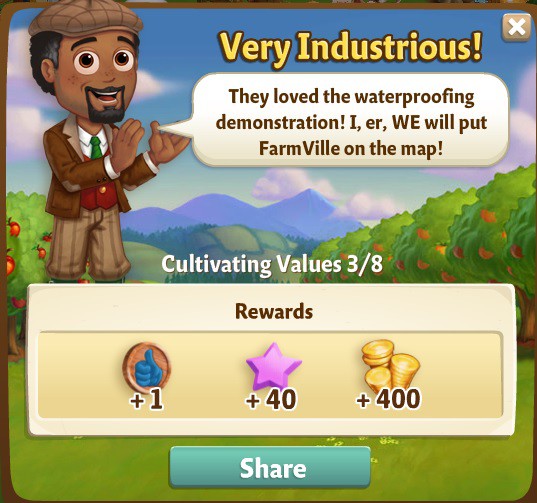 farmville 2 cultivating values: walter proofing rewards, bonus