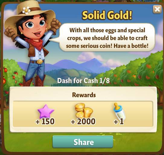 farmville 2 dash for cash: chasing chives rewards, bonus