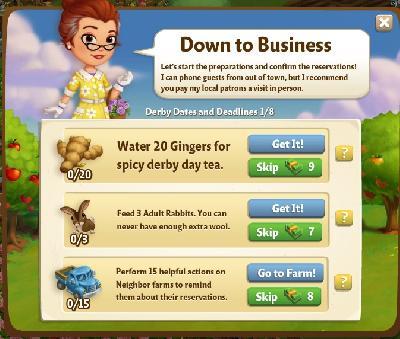 farmville 2 derby dates and deadlines: down to business tasks