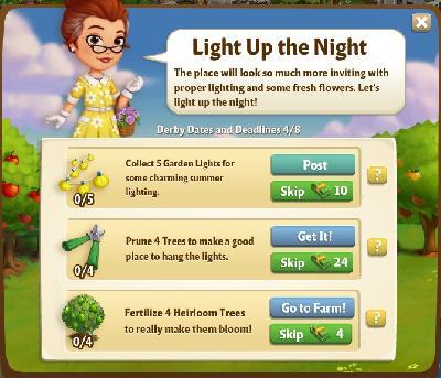 farmville 2 derby dates and deadlines: light up the night tasks