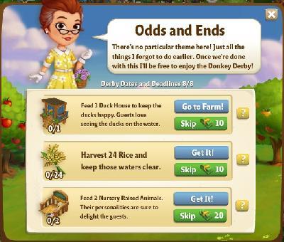 farmville 2 derby dates and deadlines: odds and ends tasks
