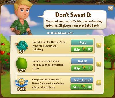 farmville 2 do it with gusto: don't sweat it tasks