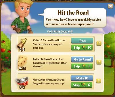 farmville 2 do it with gusto: hit the road tasks