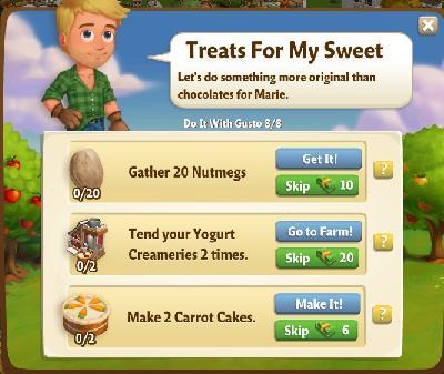 farmville 2 do it with gusto: treats for my sweet tasks