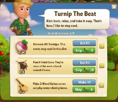 farmville 2 do it with gusto: turnip the beat tasks