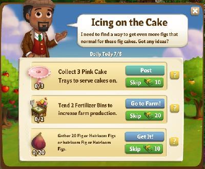 farmville 2 doily toily: icing on the cake tasks