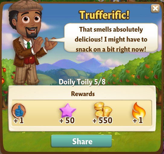 farmville 2 doily toily: truffle on the double rewards, bonus