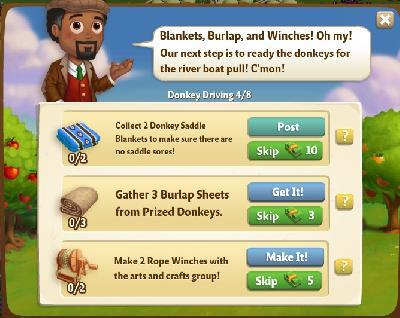 farmville 2 donkey driving: blankets, burlap and winches tasks