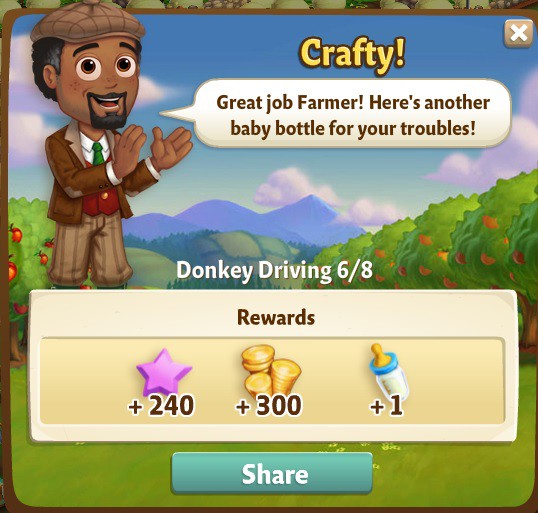 farmville 2 donkey driving: crafty campers rewards, bonus