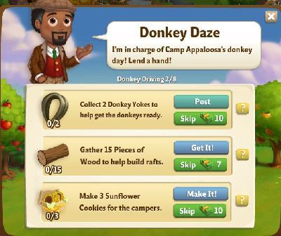 farmville 2 donkey driving: donkey daze tasks