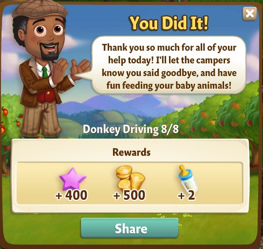 farmville 2 donkey driving: into the sunset rewards, bonus