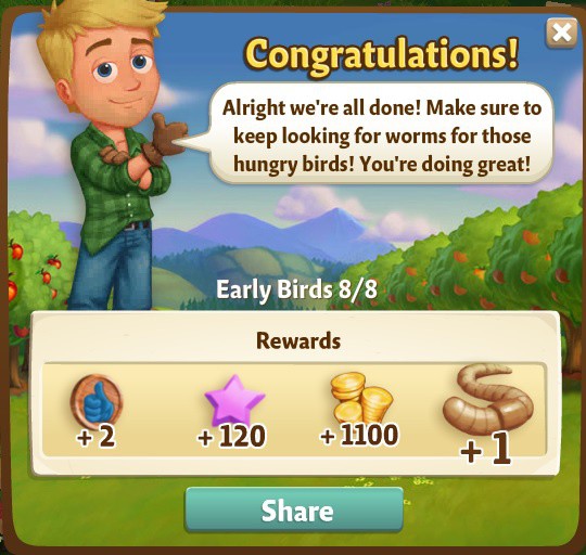 farmville 2 early birds: yuck-a-mole rewards, bonus