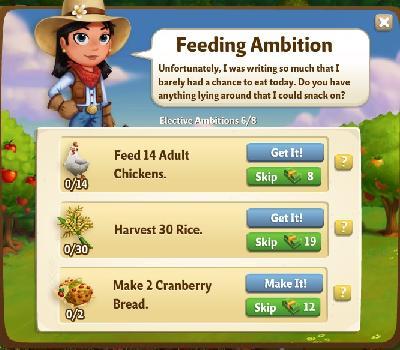 farmville 2 elective ambitions: feeding ambition tasks