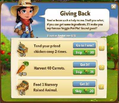 farmville 2 elective ambitions: giving back tasks