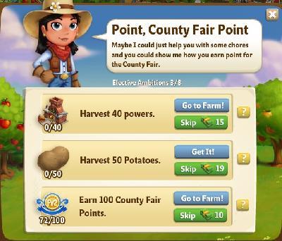 farmville 2 elective ambitions: point, county fair point tasks