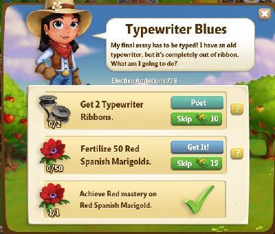 farmville 2 elective ambitions: typewriter blues tasks
