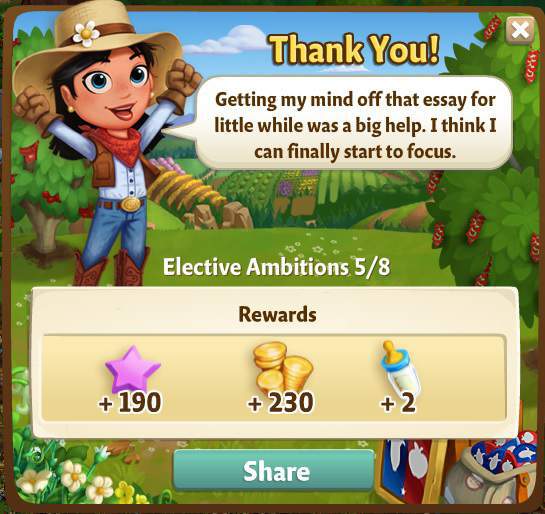 farmville 2 elective ambitions: writer's block rewards, bonus