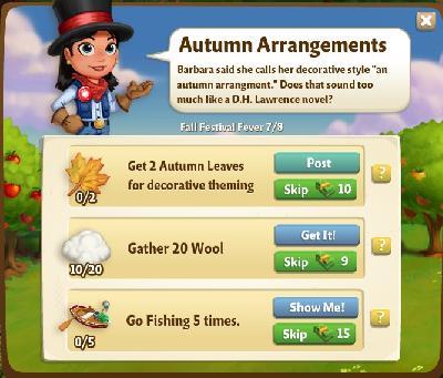 farmville 2 fall festival fever: autumn arrangements tasks