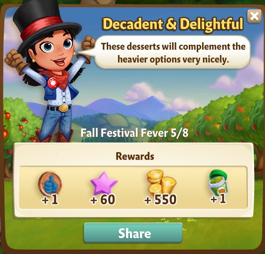 farmville 2 fall festival fever: just desserts rewards, bonus