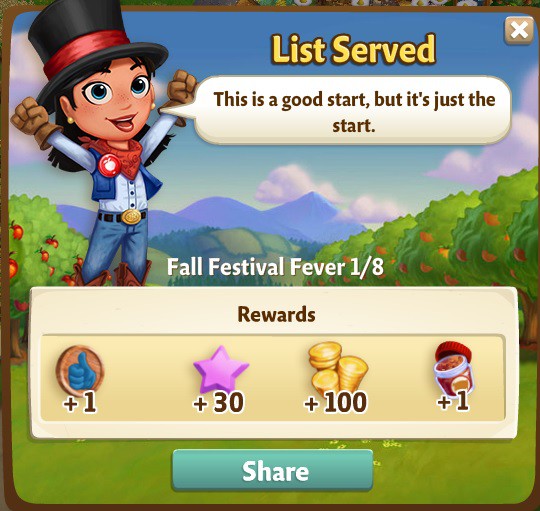 farmville 2 fall festival fever: lists of lists rewards, bonus