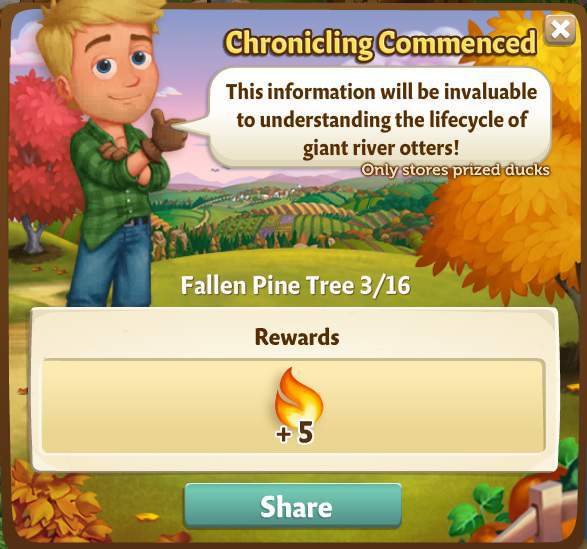 farmville 2 fallen pine tree: significant otter rewards, bonus