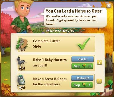 farmville 2 fallen pine tree: you can lead a horse to otter tasks
