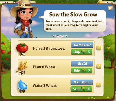 farmville 2 fast crops 1-1: sow the slow grow tasks