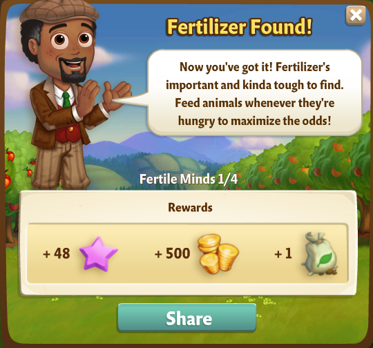 farmville 2 fertile minds: finding fertilizer rewards, bonus
