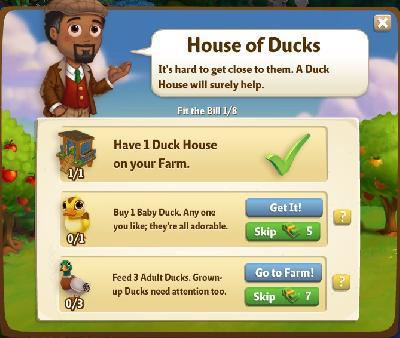 farmville 2 fit the bil: house of ducks tasks