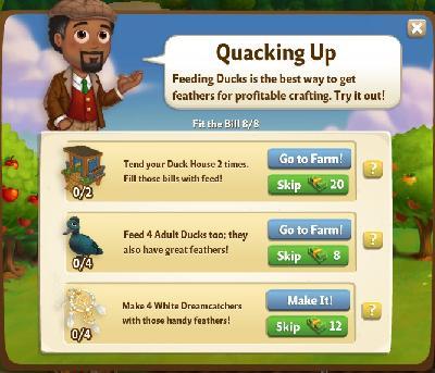 farmville 2 fit the bill: quacking up tasks
