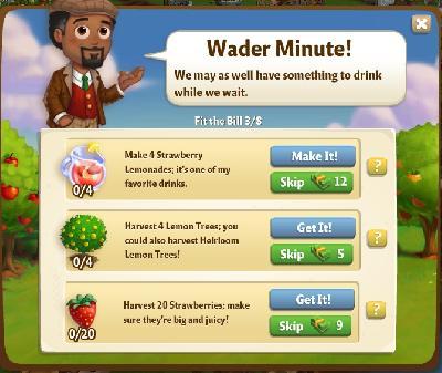 farmville 2 fit the bill: wader minute tasks