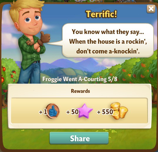 farmville 2 froggie went a-courting: a little privacy rewards, bonus