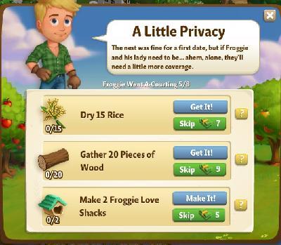 farmville 2 froggie went a-courting: a little privacy tasks
