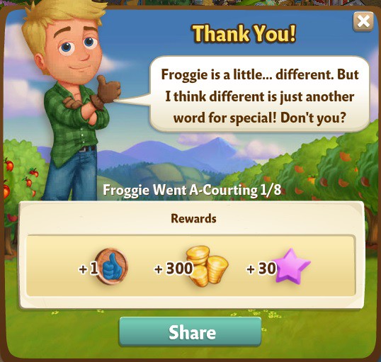 farmville 2 froggie went a-courting: different means special rewards, bonus