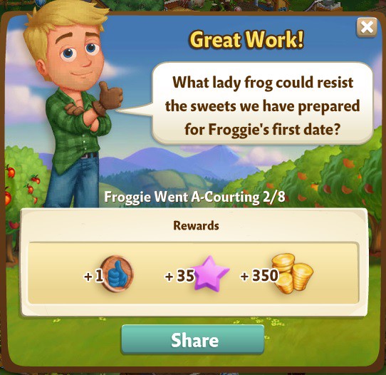 farmville 2 froggie went a-courting: matchmaker, matchmaker rewards, bonus